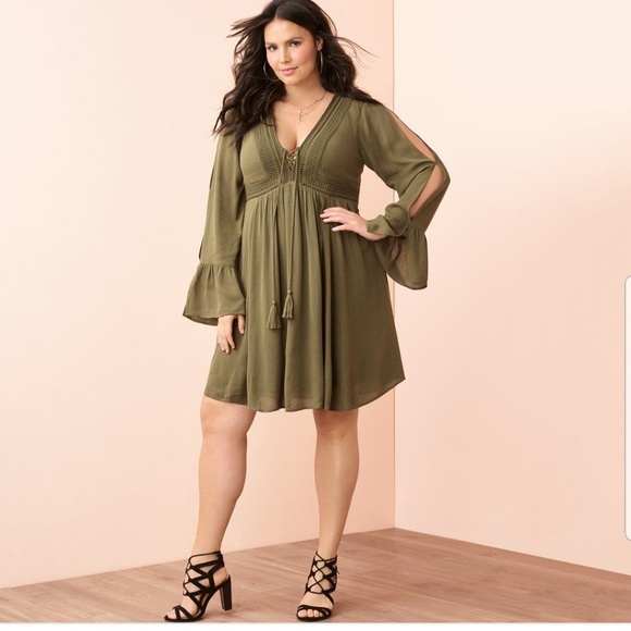 boho olive green dress